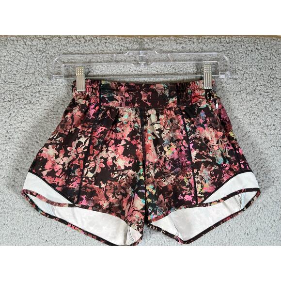 Lululemon Shorts Women's 2 Hotty Hot Stencil Blossom Running Lined Pull On - Picture 2 of 12